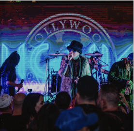 A live band performing on the Boondocks stage