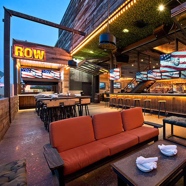 The open-air patio and bar at Dierks Bentley's Whiskey Row